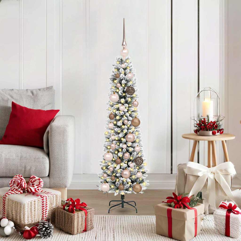 Kunstig juletre med 150 LED Hvit 120 cm PVC og Metall og Plast