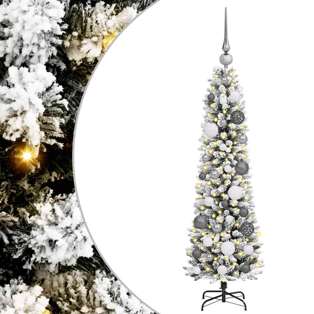 Kunstig juletre med 150 LED Hvit 120 cm PVC og Metall og Plast