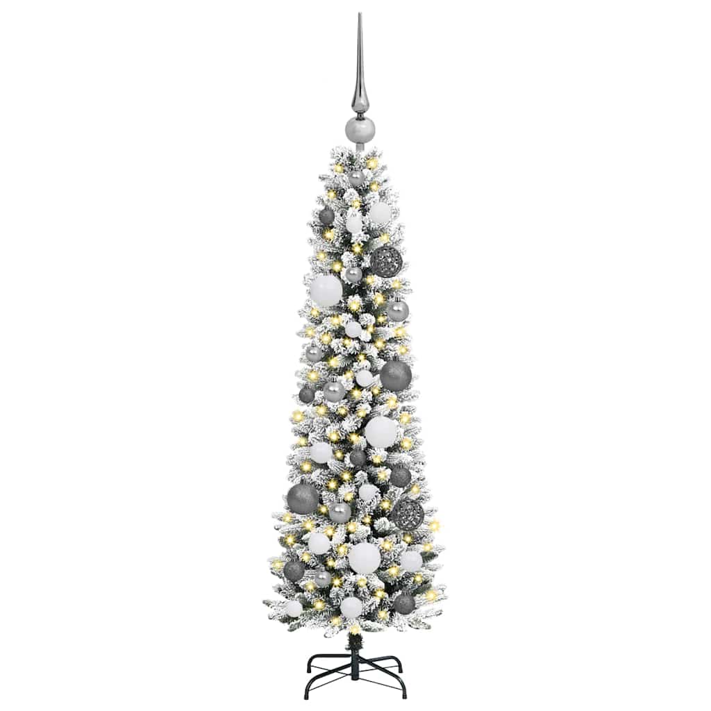 Kunstig juletre med 150 LED Hvit 120 cm PVC og Metall og Plast