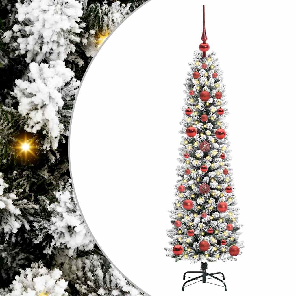 Kunstig juletre Grønn og hvit 120 cm PVC og Metall og Plast