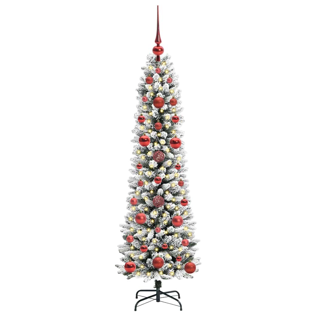 Kunstig juletre Grønn og hvit 120 cm PVC og Metall og Plast