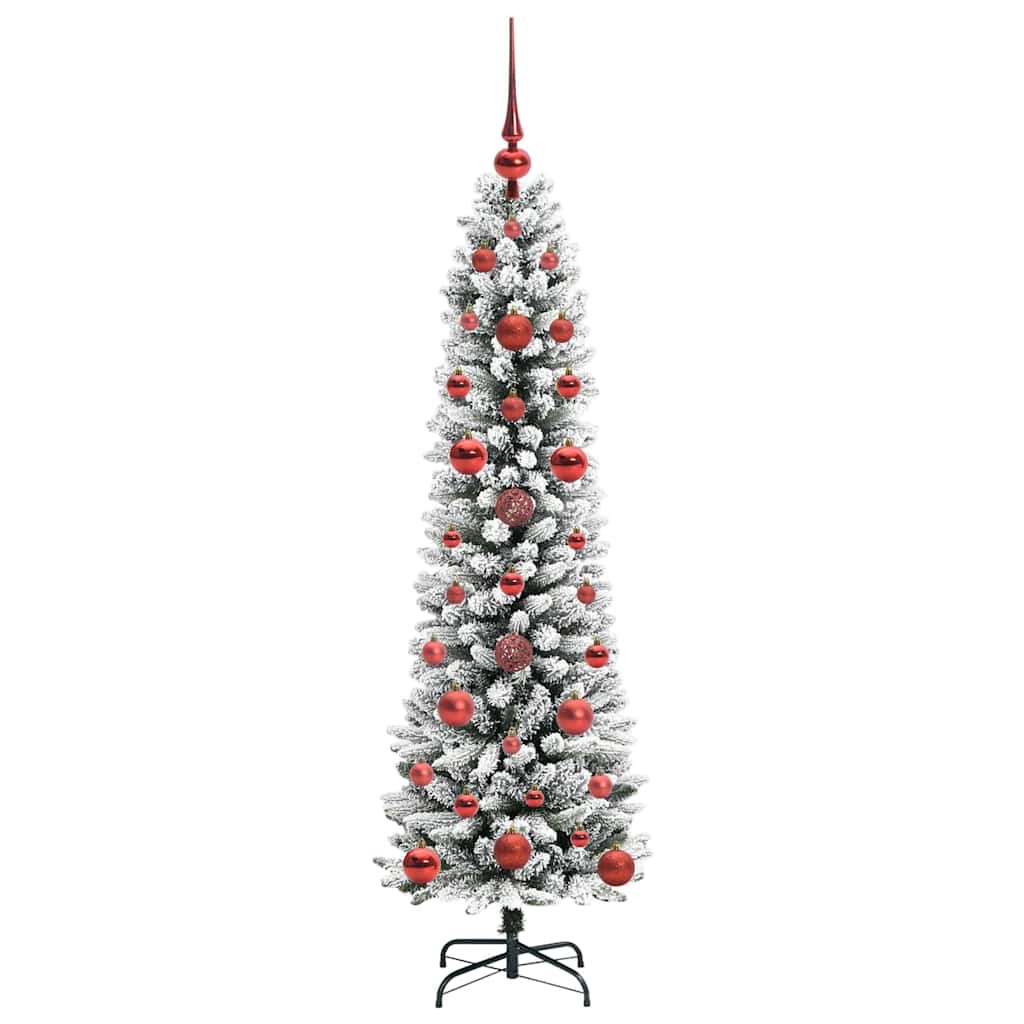 Kunstig juletre Grønn og hvit 120 cm PVC og Metall og Plast