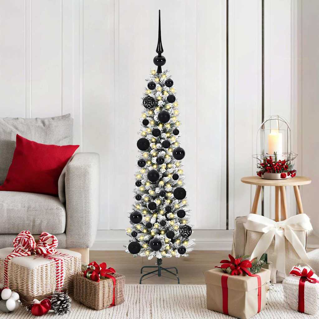 Kunstig juletre Grønn og hvit 120 cm PVC og Metall og Plast