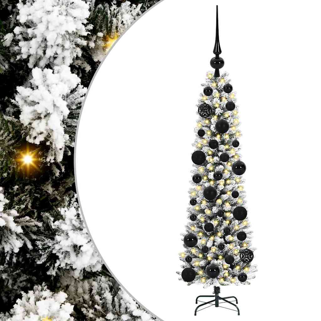 Kunstig juletre Grønn og hvit 120 cm PVC og Metall og Plast