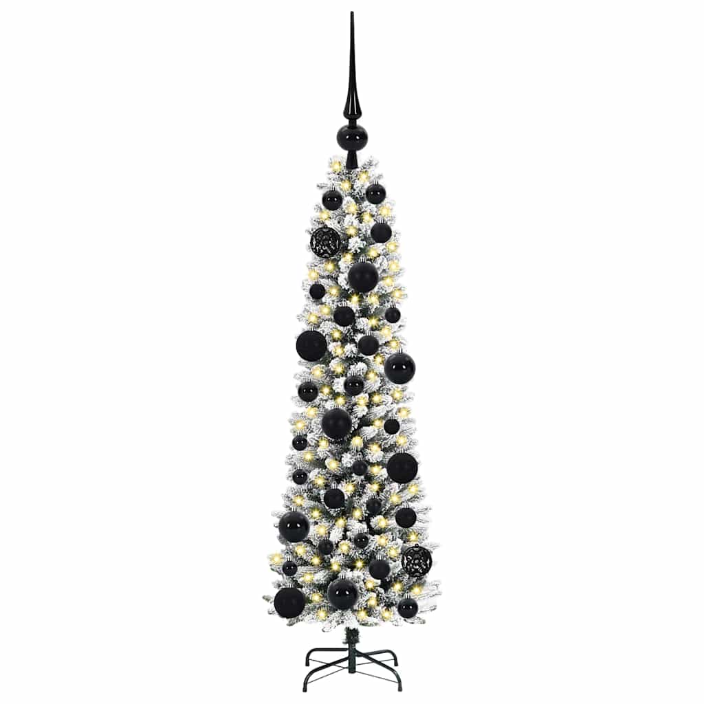 Kunstig juletre Grønn og hvit 120 cm PVC og Metall og Plast