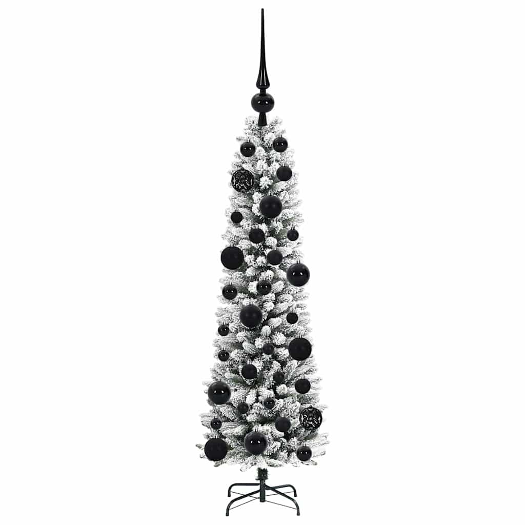 Kunstig juletre Grønn og hvit 120 cm PVC og Metall og Plast
