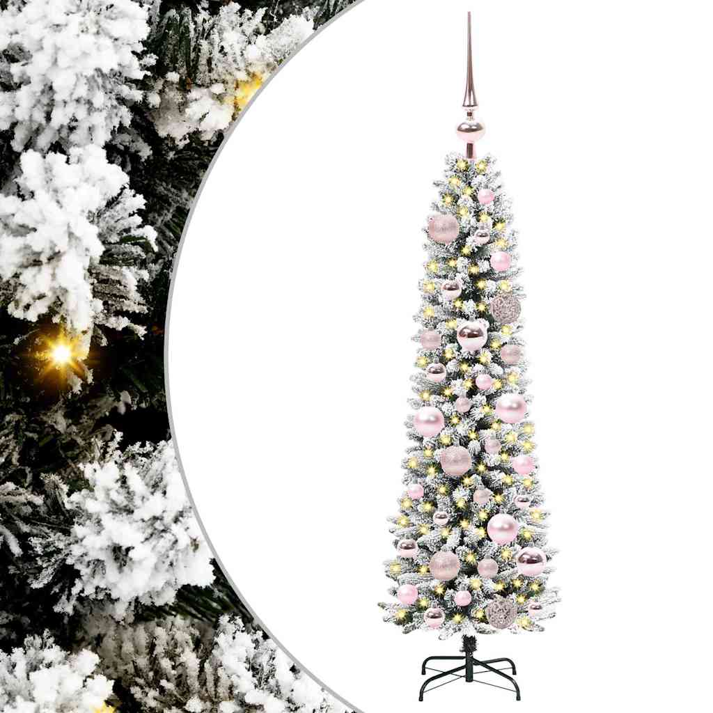 Kunstig juletre Grønn og hvit 120 cm PVC og Metall og Plast