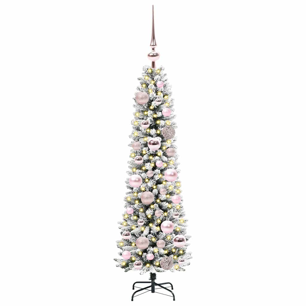 Kunstig juletre Grønn og hvit 120 cm PVC og Metall og Plast