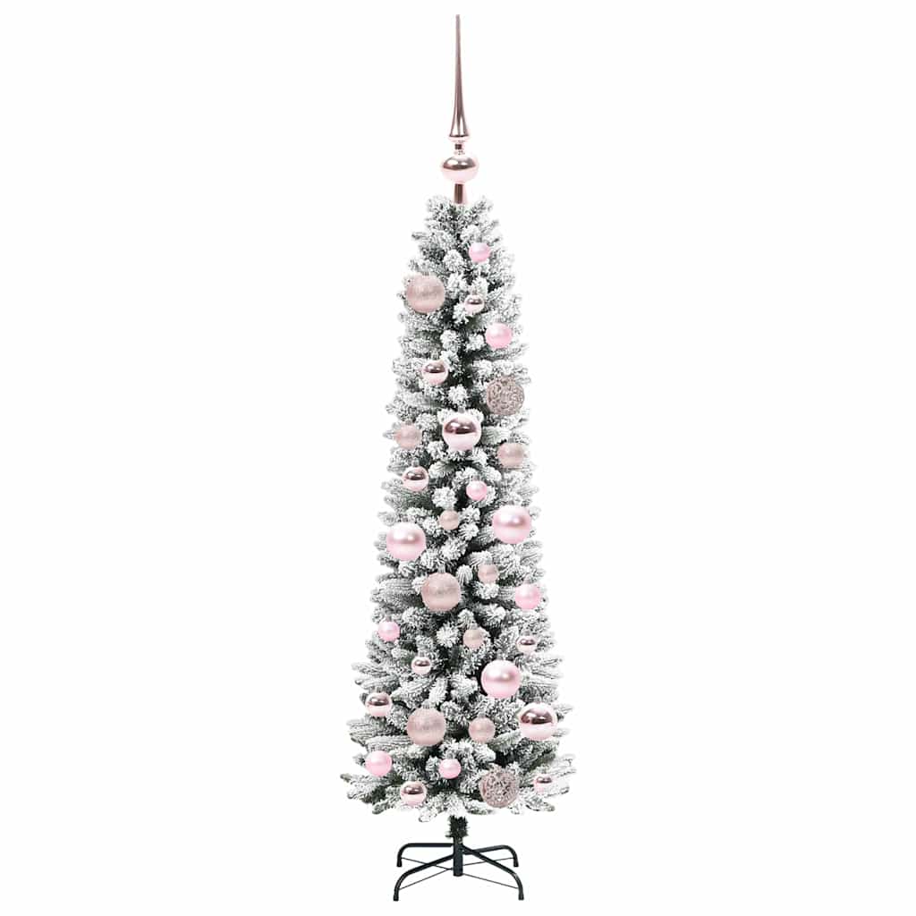 Kunstig juletre Grønn og hvit 120 cm PVC og Metall og Plast