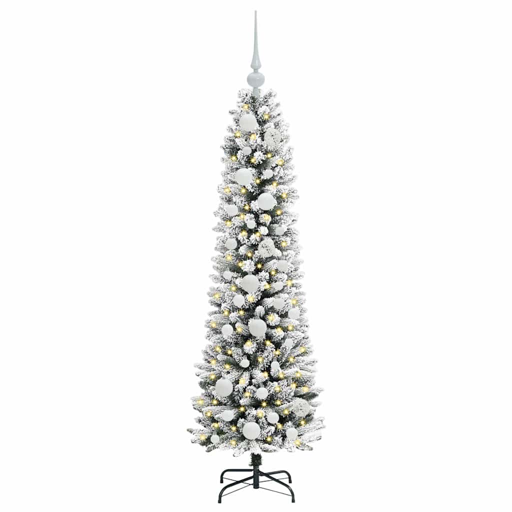 Kunstig juletre Grønn og hvit 120 cm PVC og Metall og Plast