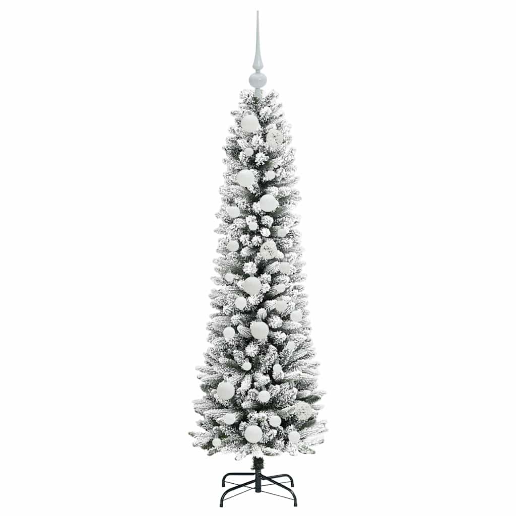 Kunstig juletre Grønn og hvit 120 cm PVC og Metall og Plast