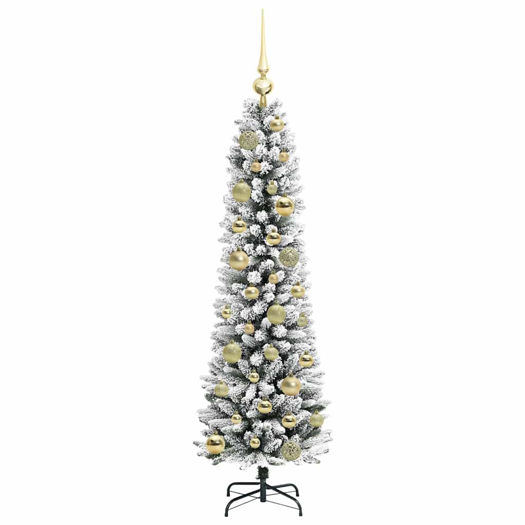 Kunstig juletre Grønn og hvit 120 cm PVC og Metall og Plast
