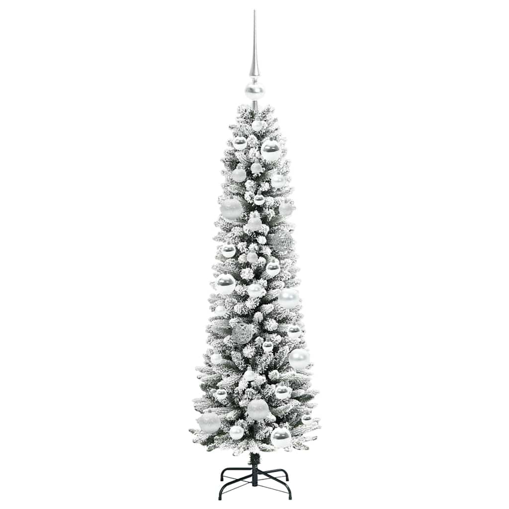 Kunstig juletre Grønn og hvit 120 cm PVC og Metall og Plast