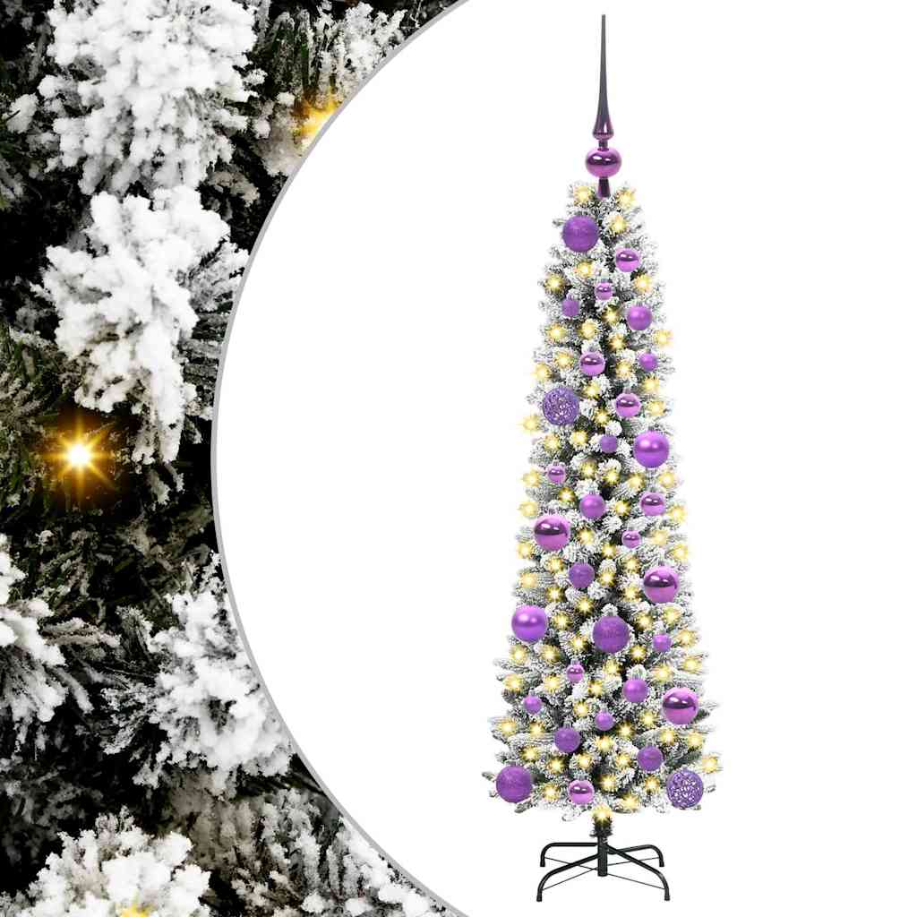 Kunstig juletre Grønn og hvit 120 cm PVC og Metall og Plast