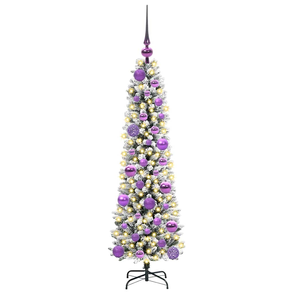 Kunstig juletre Grønn og hvit 120 cm PVC og Metall og Plast