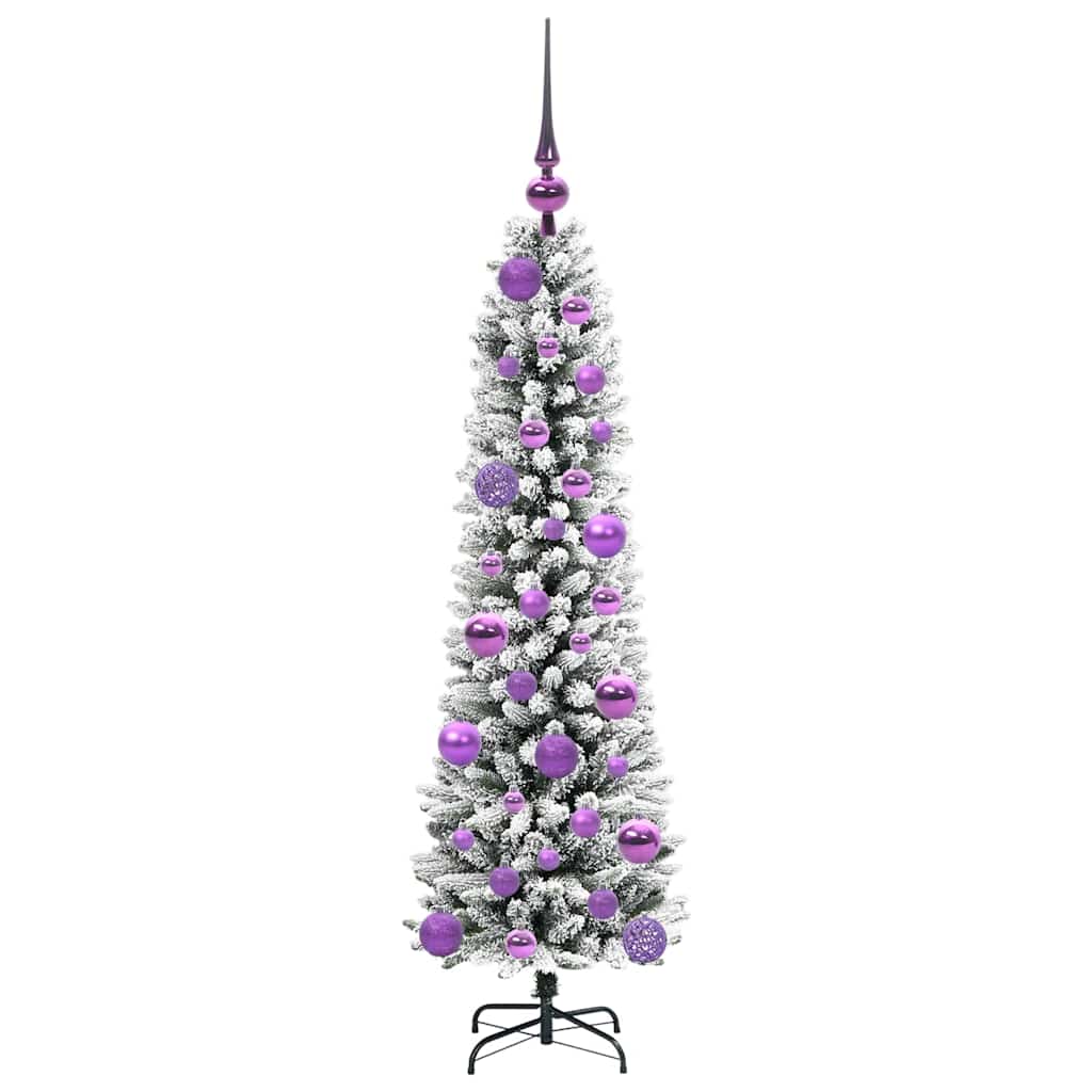 Kunstig juletre Grønn og hvit 120 cm PVC og Metall og Plast