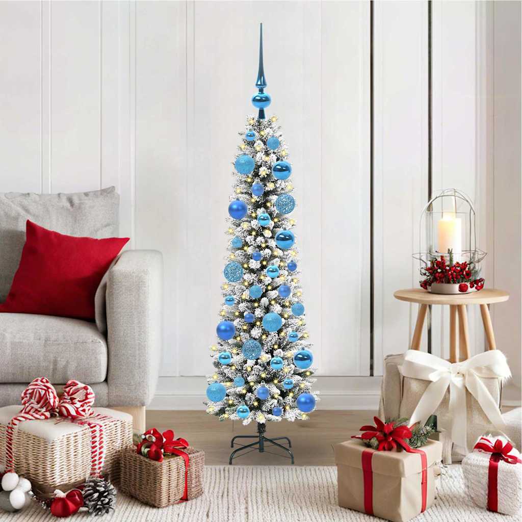 Kunstig juletre med 150 LED Hvit 120 cm PVC og Metall og Plast