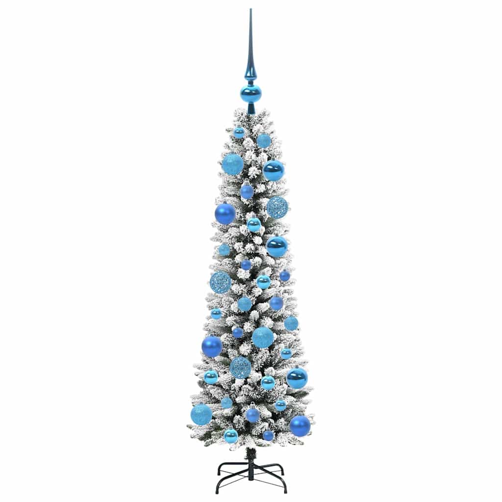 Kunstig juletre Grønn og hvit 120 cm PVC og Metall og Plast