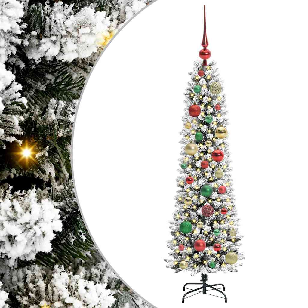 Kunstig juletre Grønn og hvit 120 cm PVC og Metall og Plast