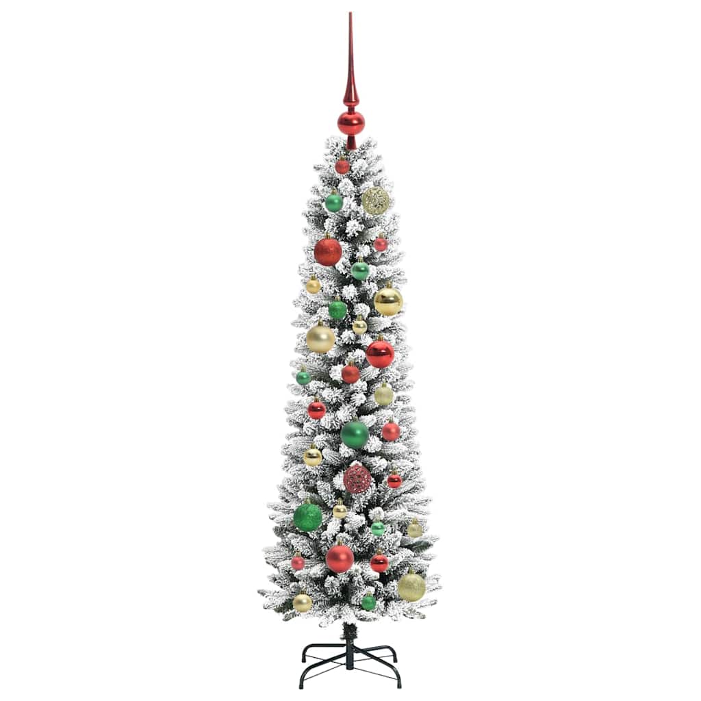 Kunstig juletre Grønn og hvit 120 cm PVC og Metall og Plast