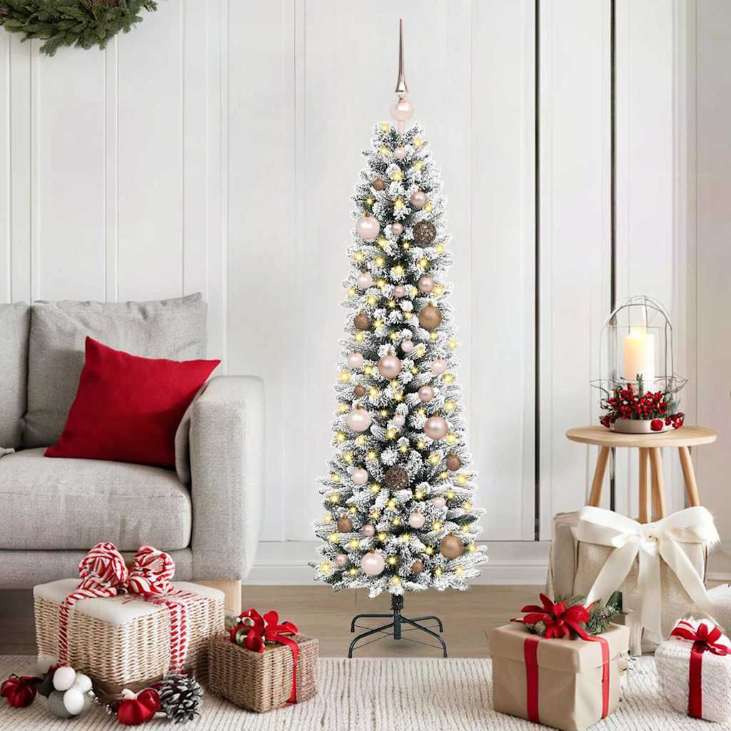 Kunstig juletre med 150 LED Hvit 150 cm PVC og Metall og Plast