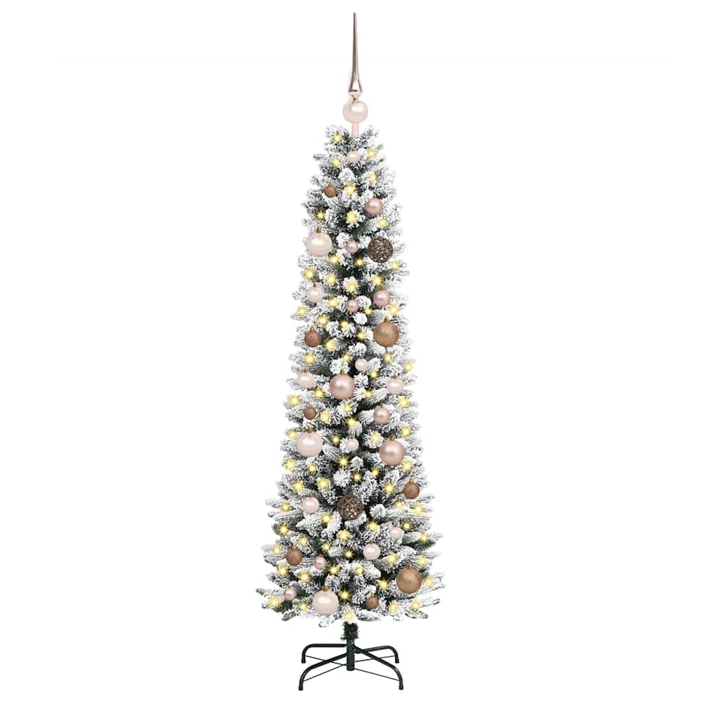 Kunstig juletre med 150 LED Hvit 150 cm PVC og Metall og Plast