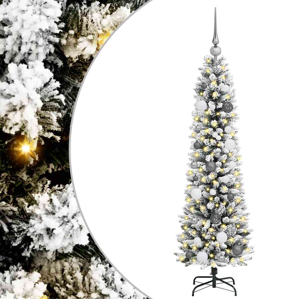 Kunstig juletre med 150 LED Hvit 150 cm PVC og Metall og Plast