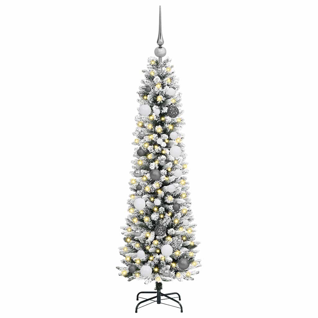 Kunstig juletre med 150 LED Hvit 150 cm PVC og Metall og Plast