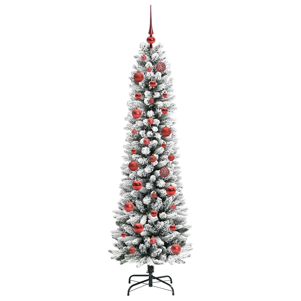 Kunstig juletre Grønn og hvit 150 cm PVC og Metall og Plast