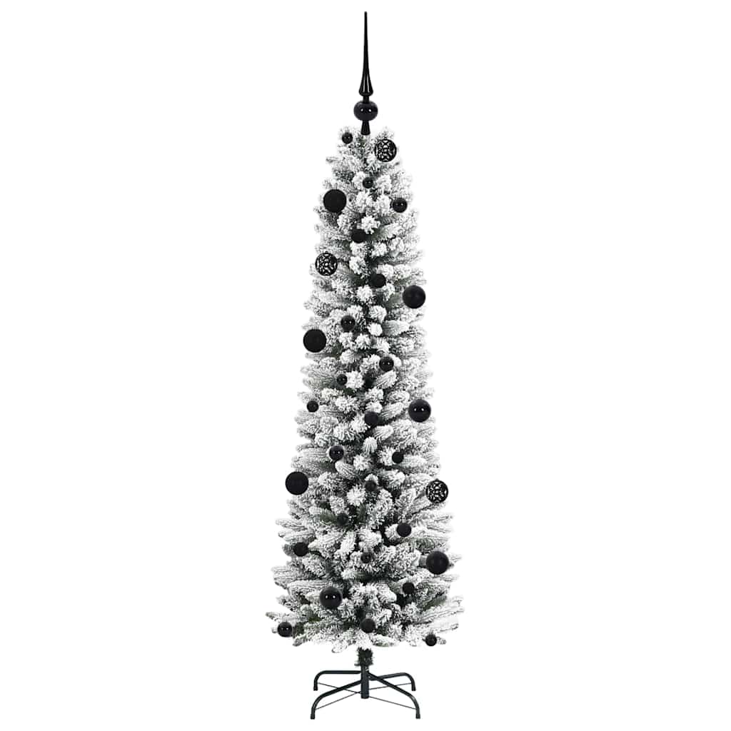Kunstig juletre Grønn og hvit 150 cm PVC og Metall og Plast