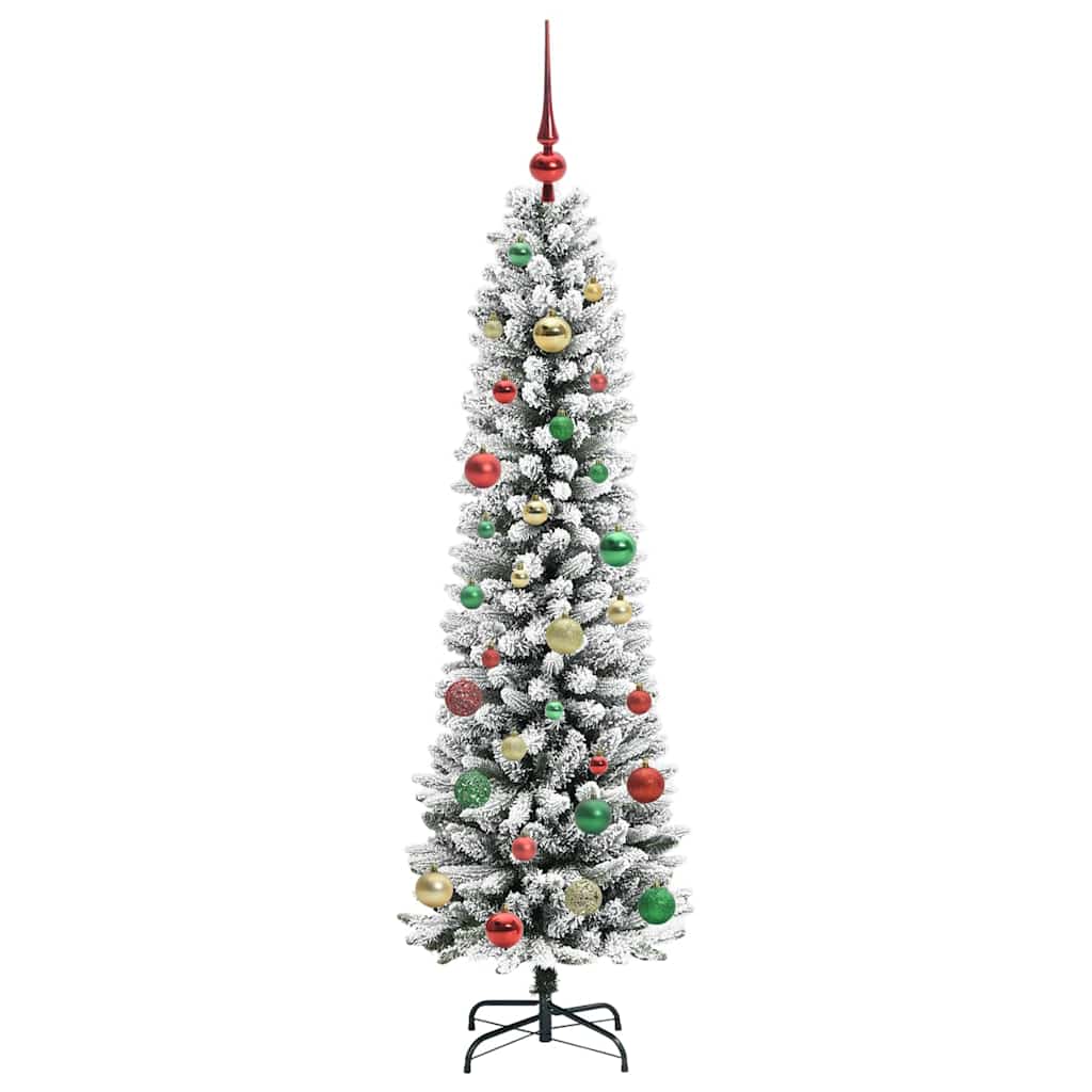 Kunstig juletre Grønn og hvit 150 cm PVC og Metall og Plast