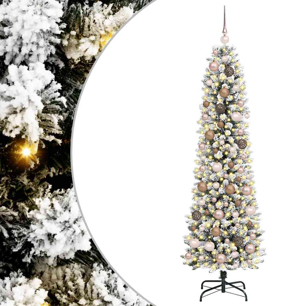 Kunstig juletre med 300 LED Hvit 180 cm PVC og Metall og Plast