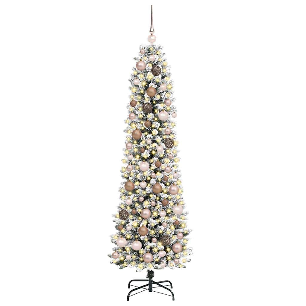 Kunstig juletre med 300 LED Hvit 180 cm PVC og Metall og Plast