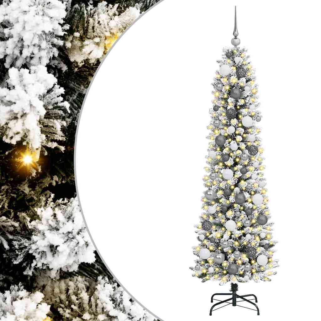 Kunstig juletre med 300 LED Hvit 180 cm PVC og Metall og Plast