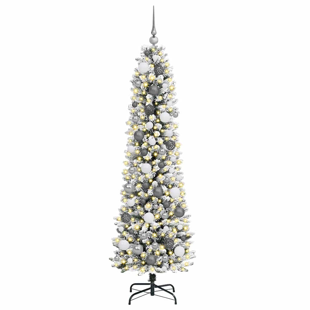 Kunstig juletre med 300 LED Hvit 180 cm PVC og Metall og Plast