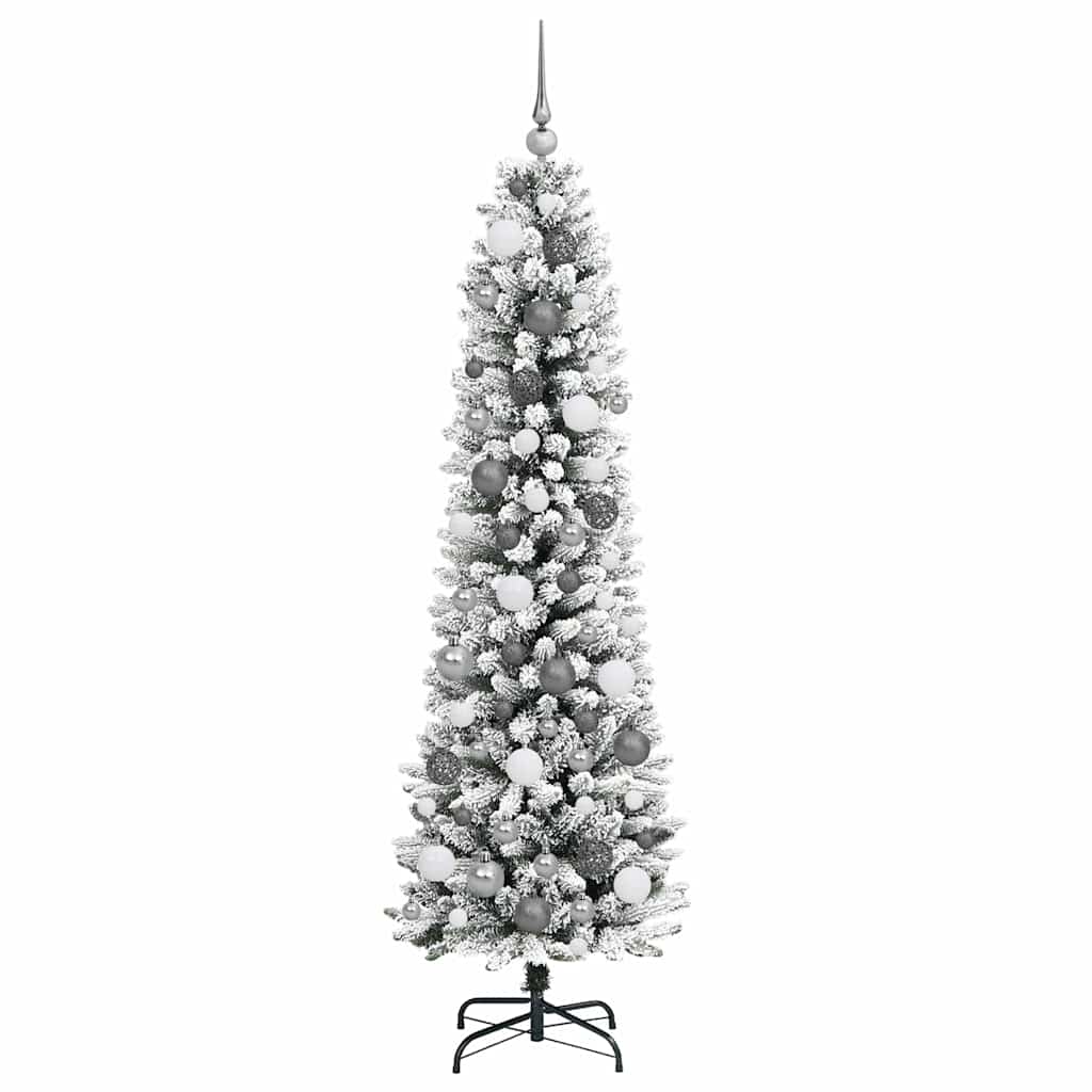 Kunstig juletre med 300 LED Hvit 180 cm PVC og Metall og Plast