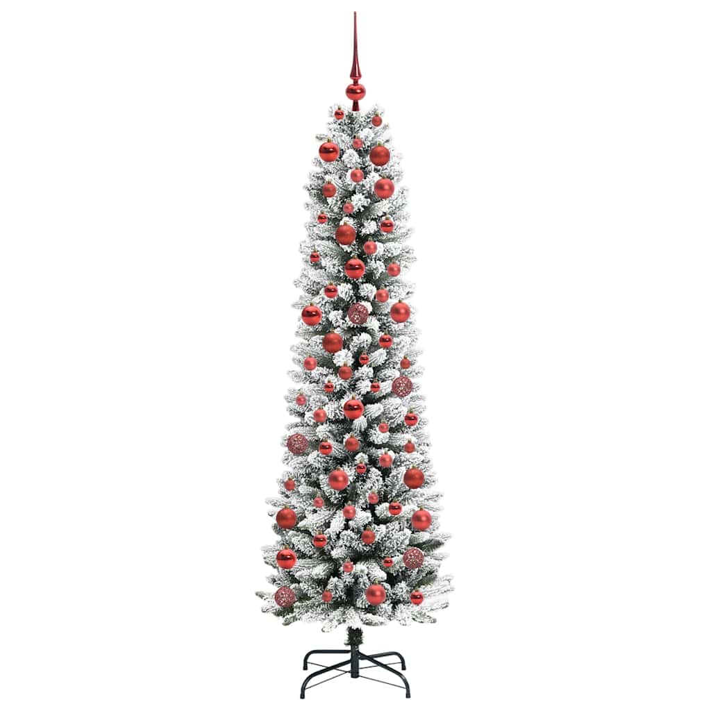 Kunstig juletre Grønn og hvit 180 cm PVC og Metall og Plast