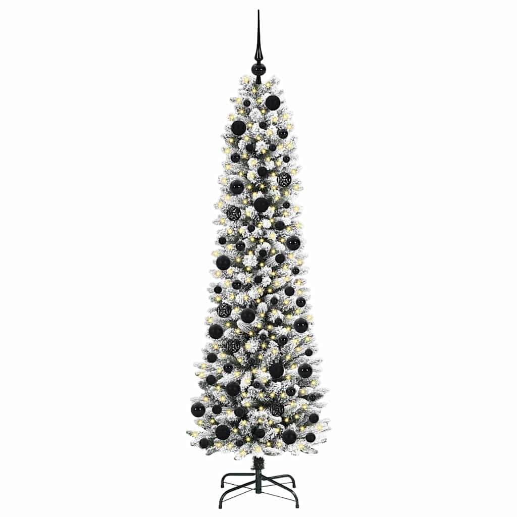 Kunstig juletre Grønn og hvit 180 cm PVC og Metall og Plast