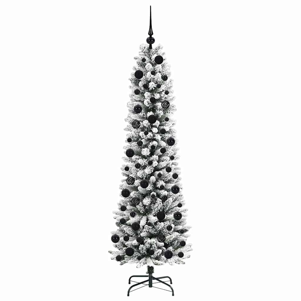 Kunstig juletre Grønn og hvit 180 cm PVC og Metall og Plast