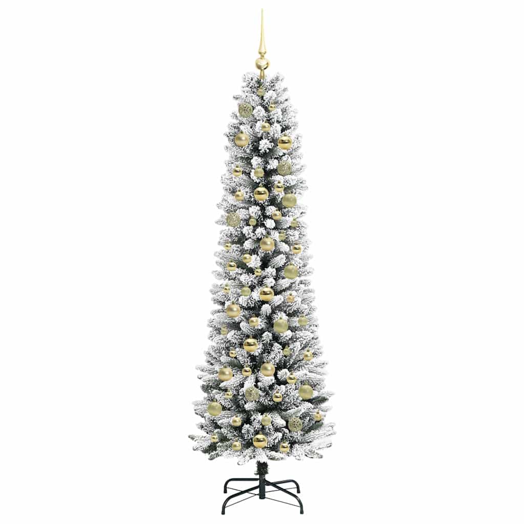 Kunstig juletre Grønn og hvit 180 cm PVC og Metall og Plast