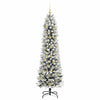 Kunstig juletre Grønn og hvit 180 cm PVC og Metall og Plast