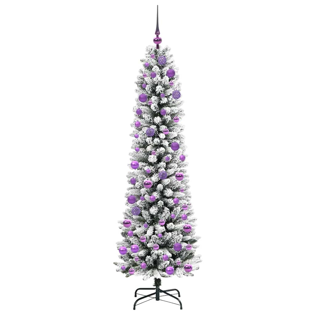 Kunstig juletre Grønn og hvit 180 cm PVC og Metall og Plast