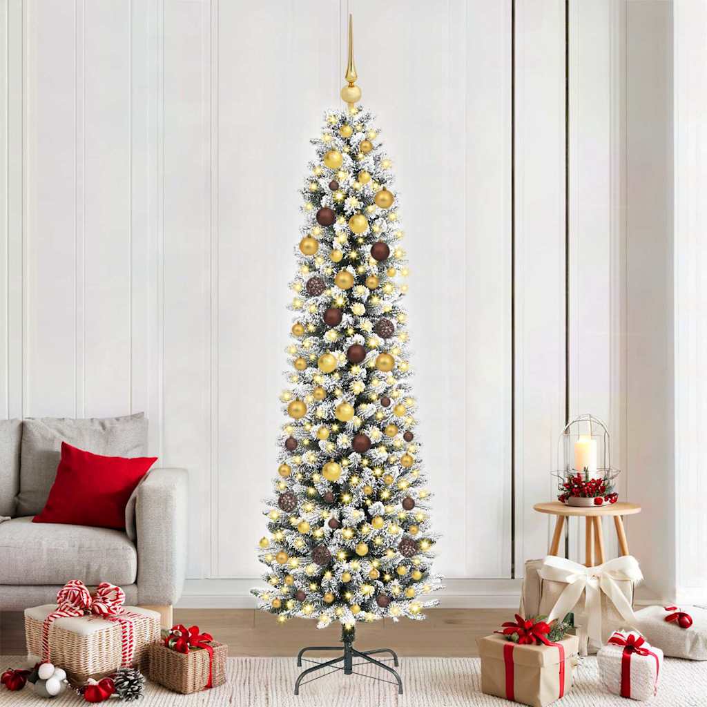 Kunstig juletre Hvit 210 cm PVC og Metall og Plast