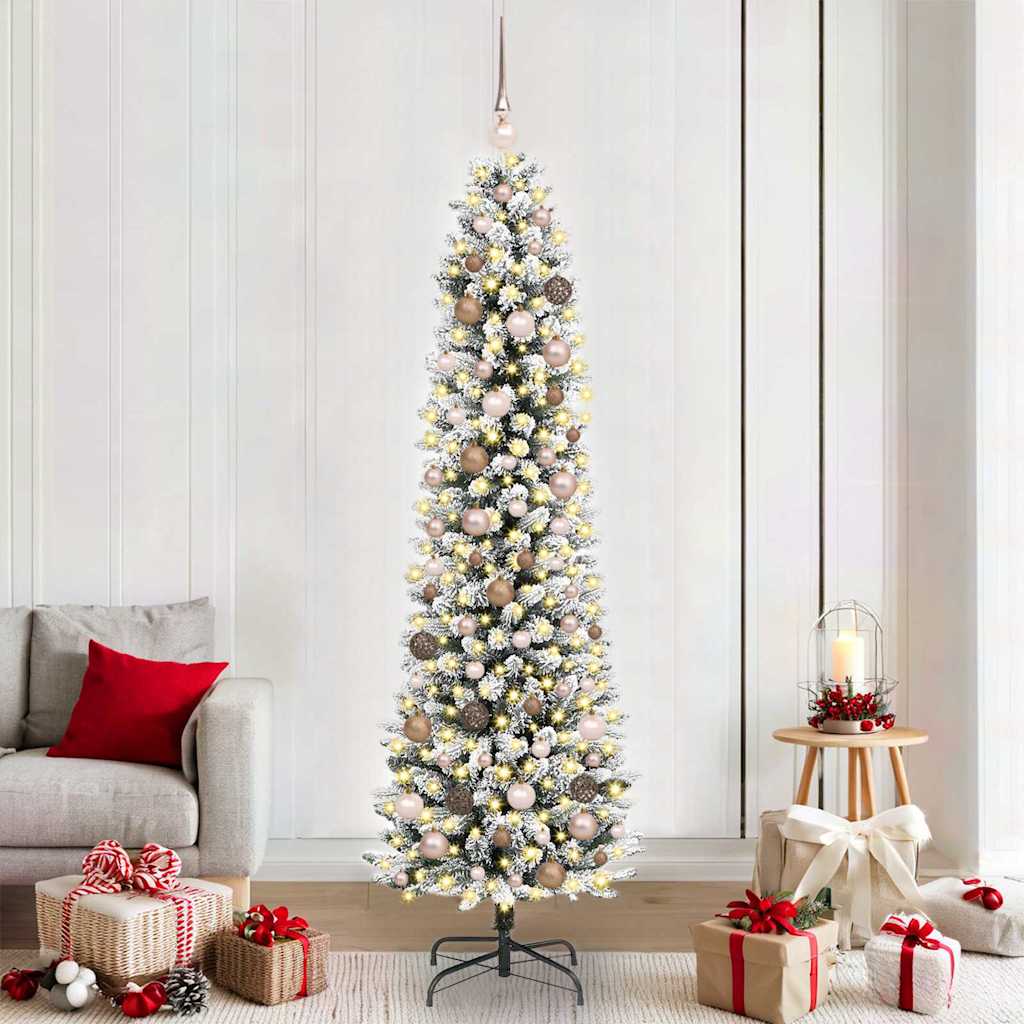 Kunstig juletre med 300 LED Hvit 210 cm PVC og Metall og Plast