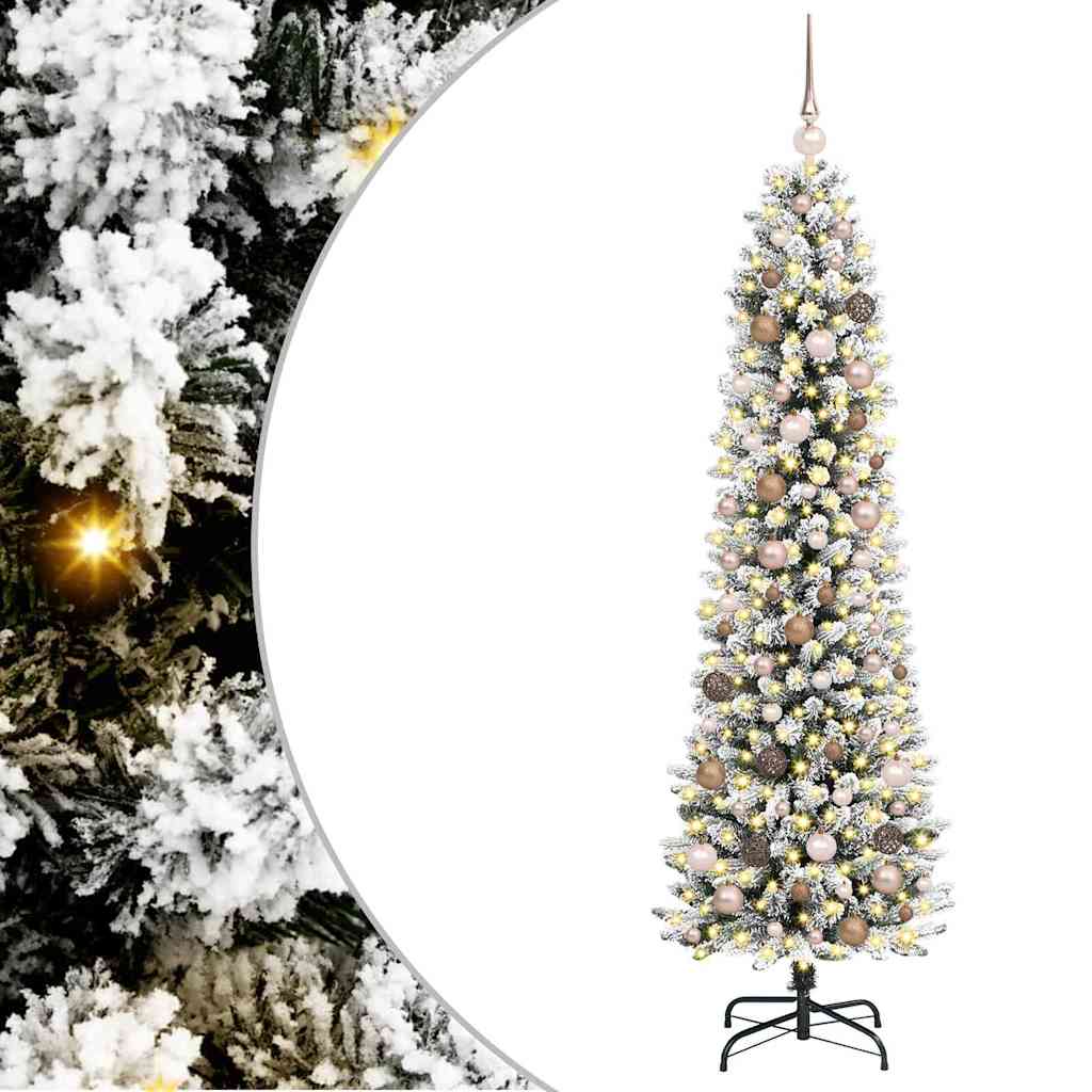 Kunstig juletre med 300 LED Hvit 210 cm PVC og Metall og Plast