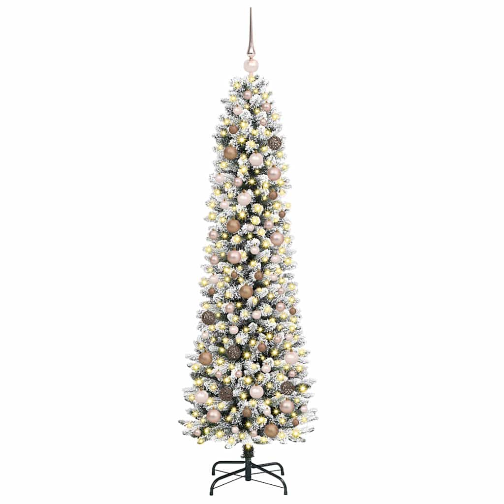 Kunstig juletre med 300 LED Hvit 210 cm PVC og Metall og Plast