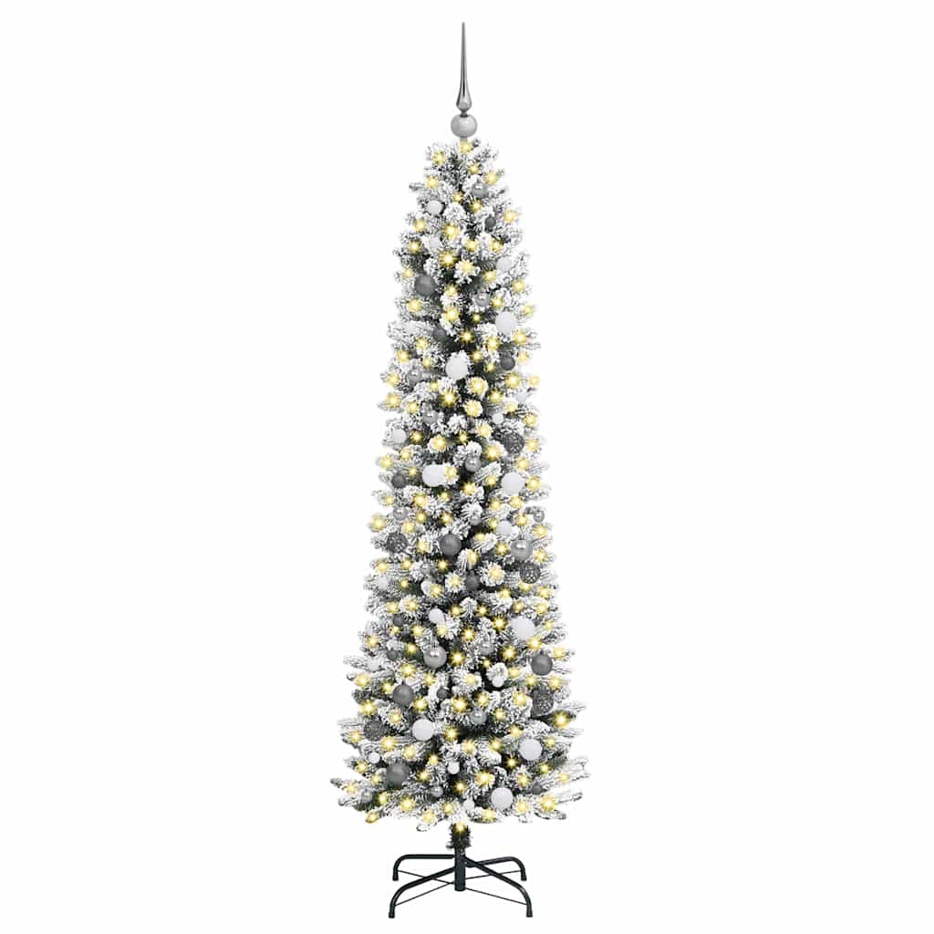 Kunstig juletre med 300 LED Hvit 210 cm PVC og Metall og Plast