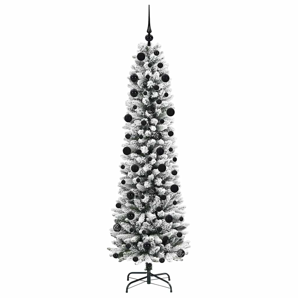 Kunstig juletre Grønn og hvit 210 cm PVC og Metall og Plast