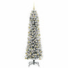 Kunstig juletre Grønn og hvit 210 cm PVC og Metall og Plast