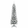 Kunstig juletre Grønn og hvit 210 cm PVC og Metall og Plast